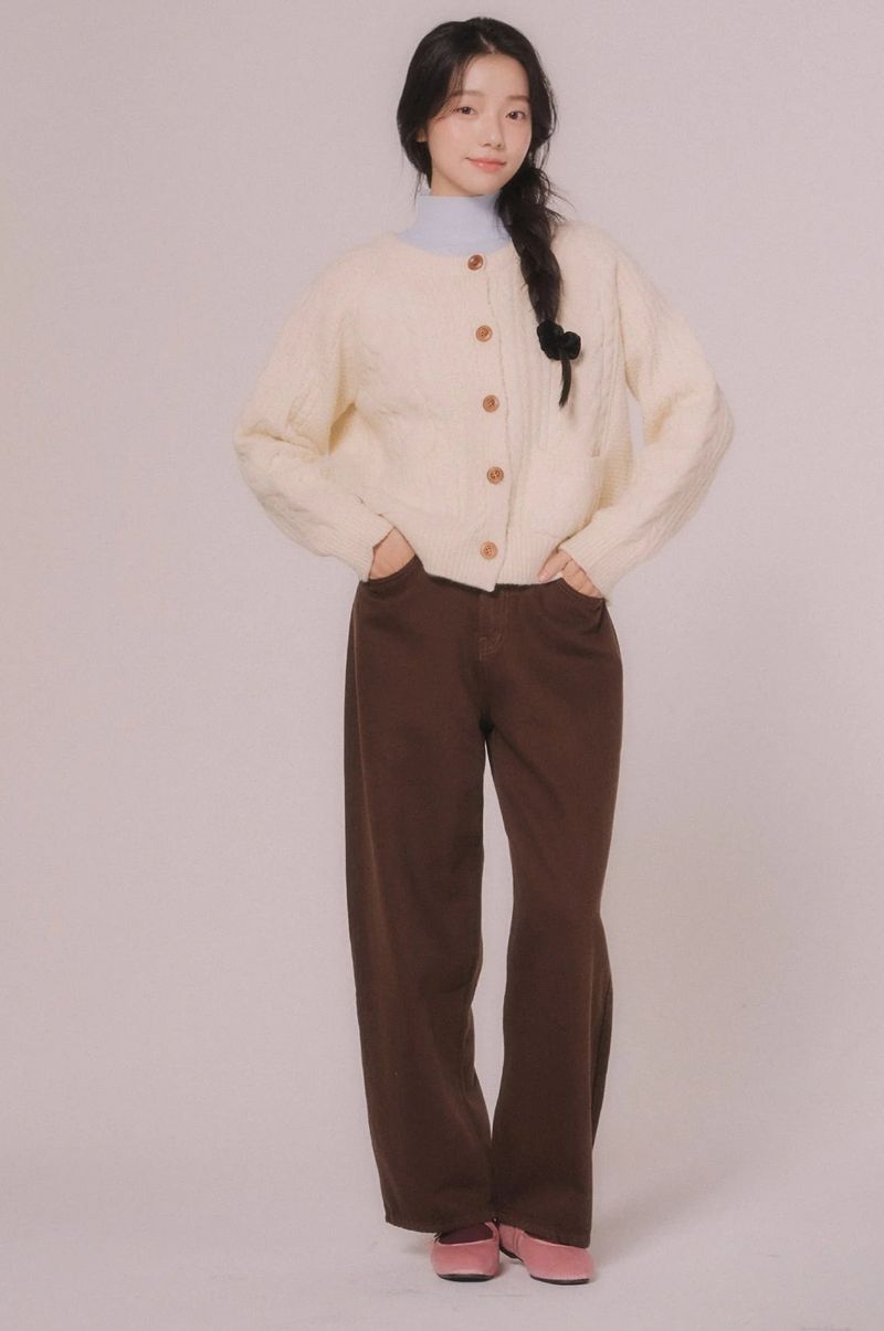 CABLE KNIT CARDIGAN (Cream)