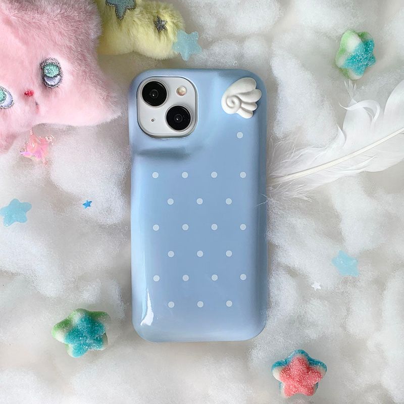 [MADE] soda blue wings pastel dots case