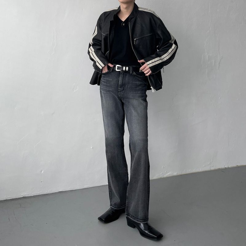 MG608 All Brush Back Slit Bootcut Denim