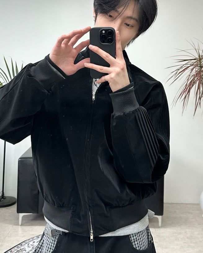 Hide Glossy Pleats Leather Jumper