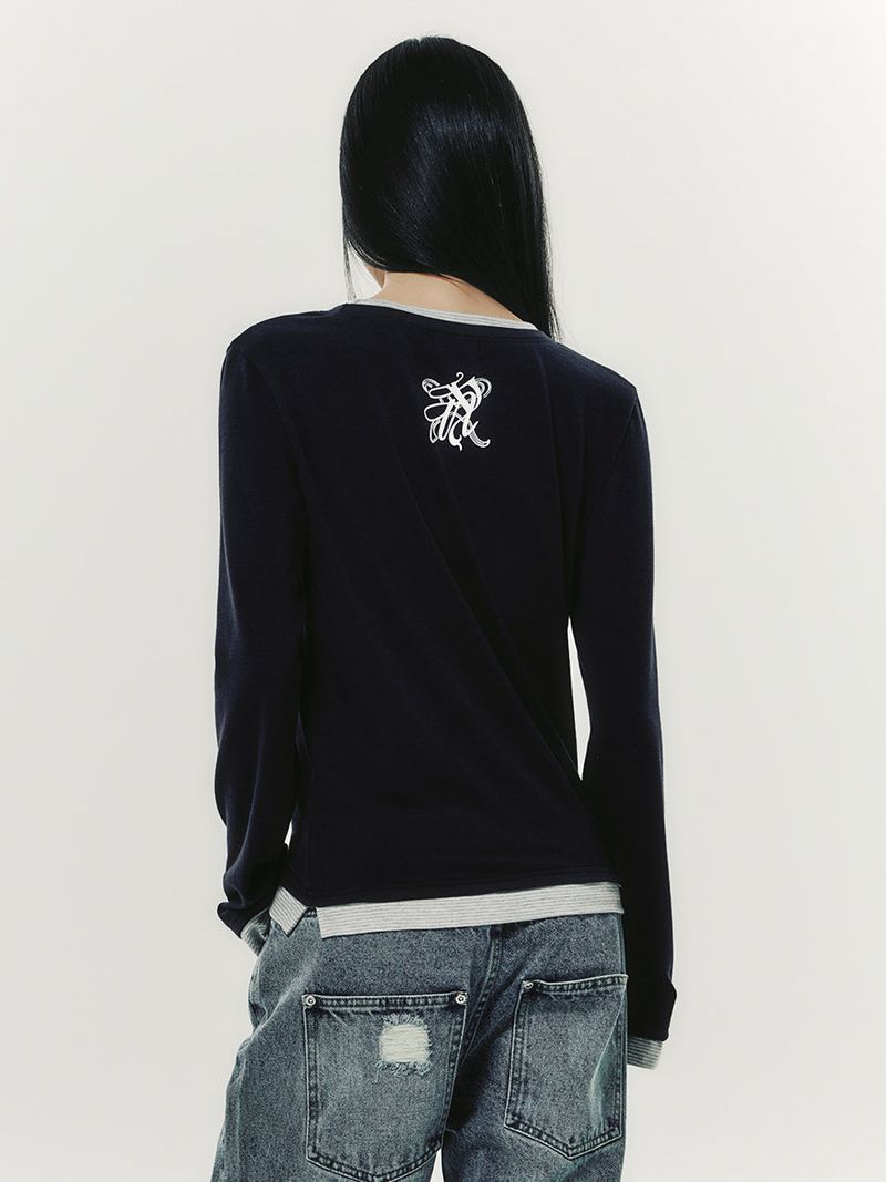 EMBLEM LAYERED L/S NAVY