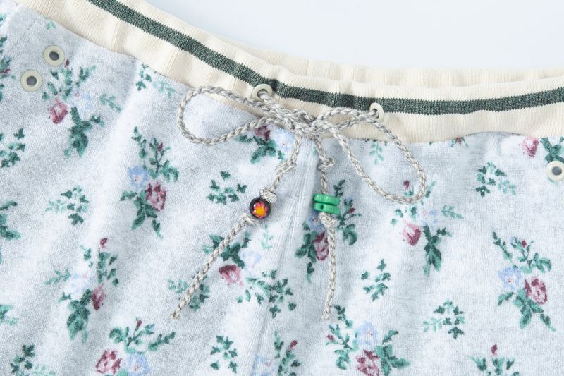 floral terry pants grey