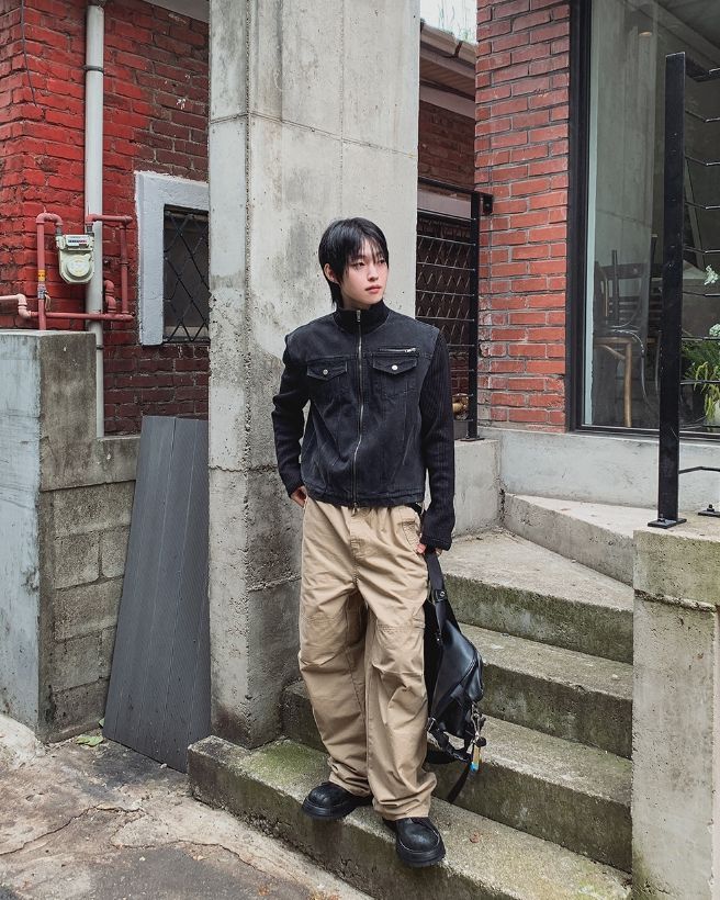 フィールデン プレート ジッパー ワイド パンツ