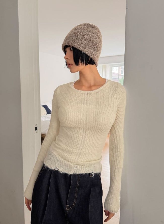 (WOOL) ROUGH DAMAGE KNIT