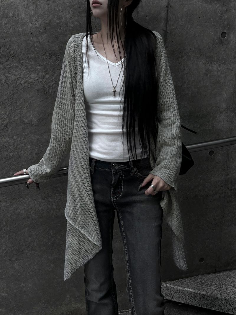 strap frey knit cardigan (2color)