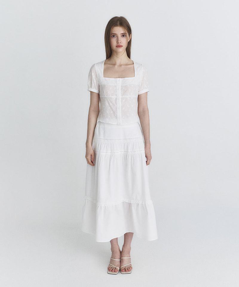 Floral square blouse (Ivory)