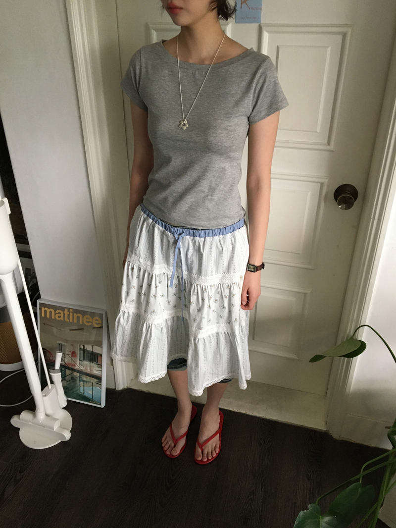 YWD COLOR-BLOCK FLORAL SKIRT (2color)