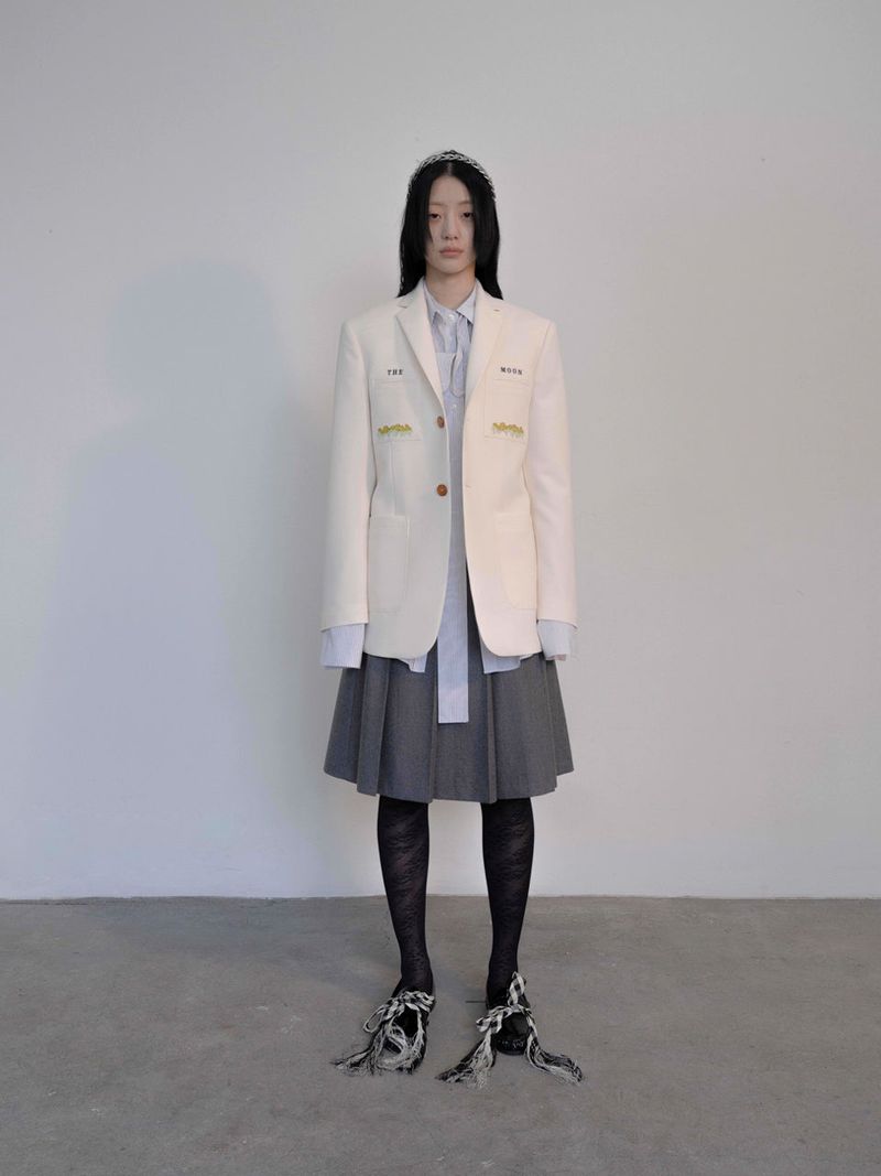 Cream Window Tailored Jacket