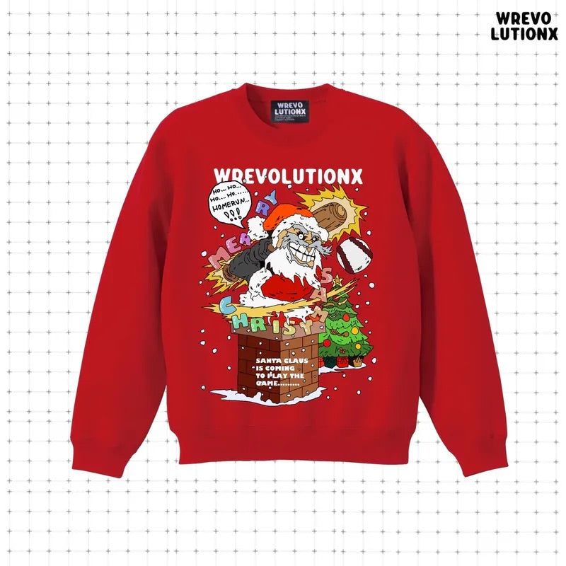 WREVOLUTIONX by WooLeeX（レボリューションエックス バイ ウーリーエックス）の「Ho Ho Home Run Santa Sweartshirt(Red)（Tops）」