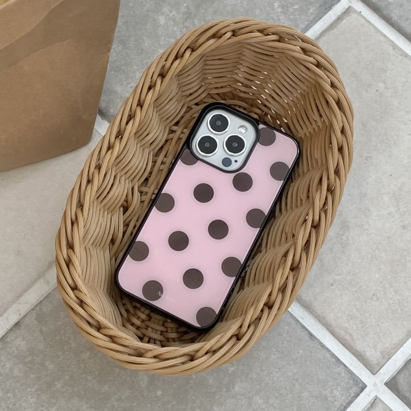 [MADE] Dot glass bumper case(pinkbrown)