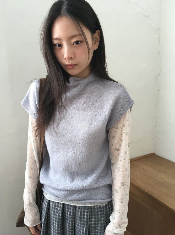 BAON（バオン）の「ラヒニレイヤードハーフネックキャップ半袖ニット（トップス）」