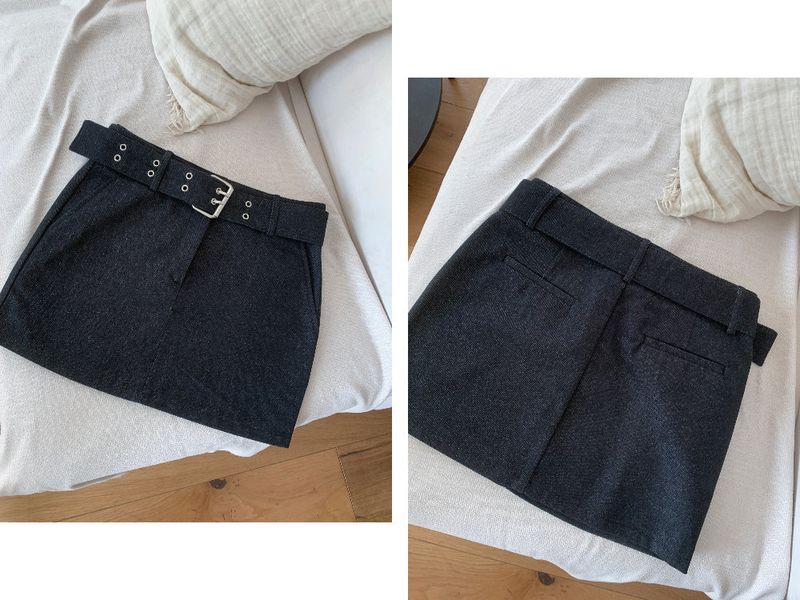 Claude Belt Denim Mini  Skirt