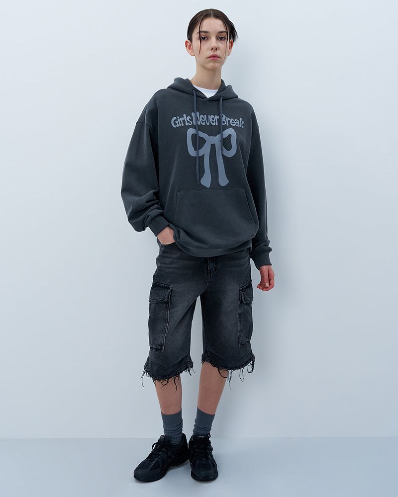 NEVER BREAK PIGMENT HOODIE-CHARCOAL