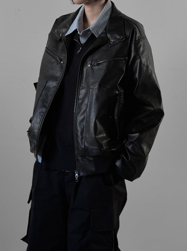 mnem（ムネム）の「(unisex) Lumiere Overfit Leather Jacket（Jackets/Outerwear）」