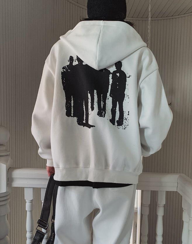 Menlo Rivet Printing Brushed Hood Zip-Up