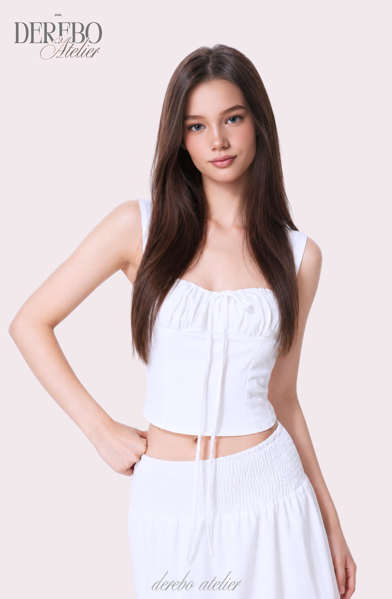 Shirring bustier long skirt set-up (set)