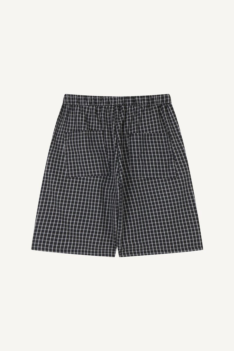 Gingham Check Banding Bermuda Pants