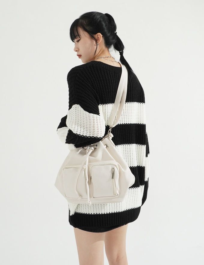 Damage Stripe Over-fit Knit