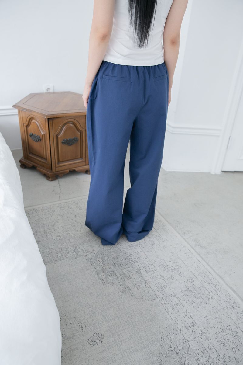 blue cotton banding pants(2colors)