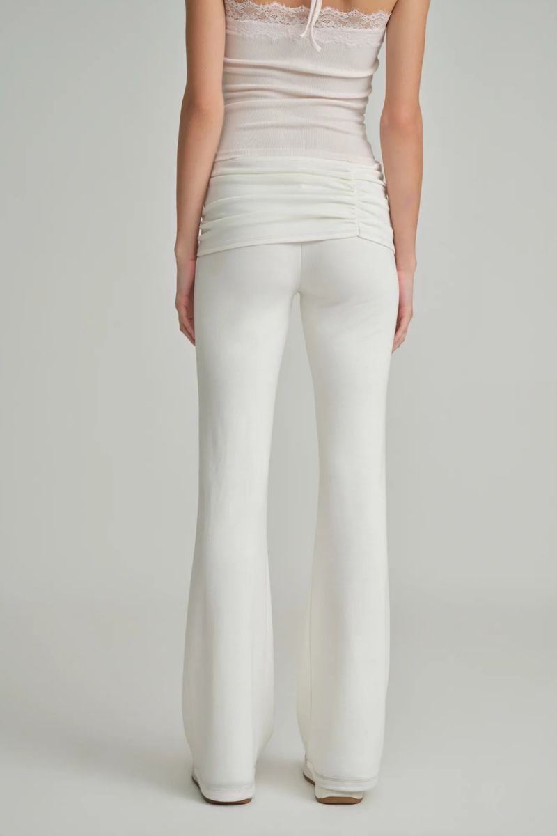 Ballet studio flare line pants, White