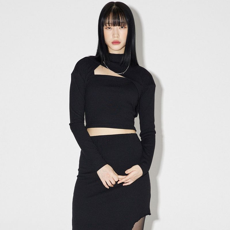 レイヤードラップボレロセット / Layered Wrap Bolero Set [BLACK]