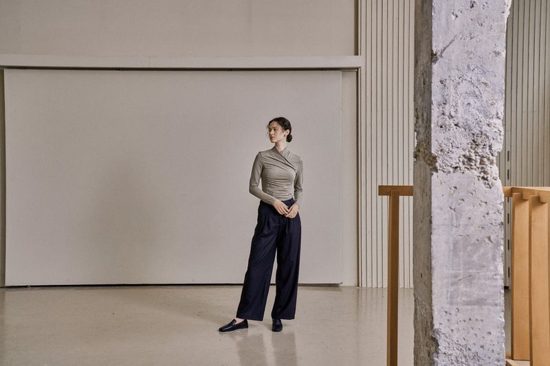 DRAPE JERSEY TOP_KHAKI