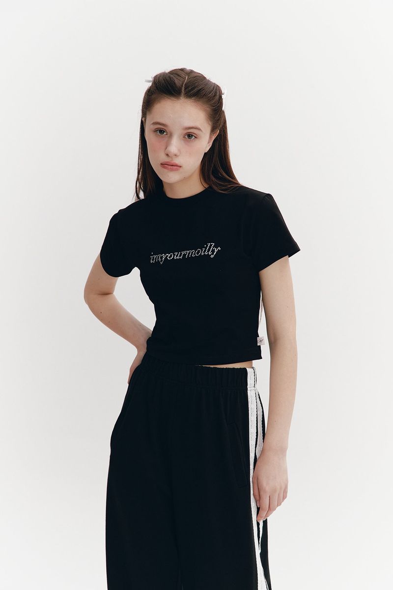 Lace Tape Banding Pants Black