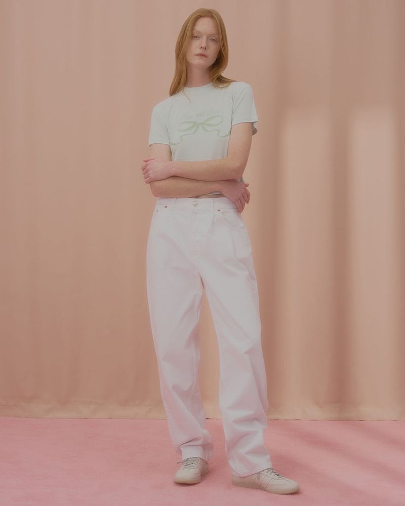 LOVE RIBBON CROP TSHIRT-MINT