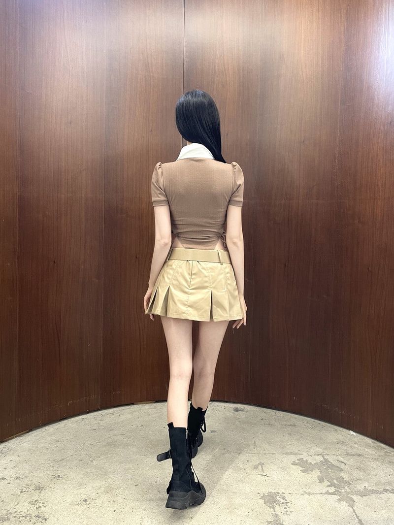 939. Coating mini pleats skirt (2color)