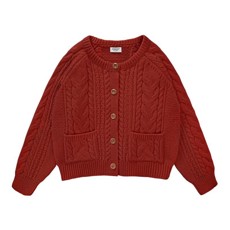 CABLE KNIT CARDIGAN (Red)