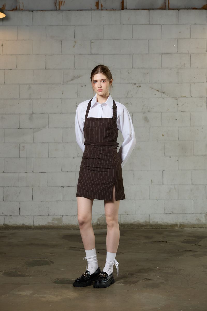 MEOW CROP MINI DRESS / BROWN