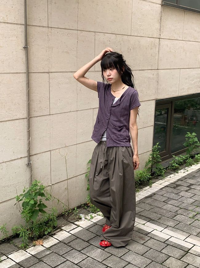 Musec Vintage Slim-Fit Layered Short Sleeve Cardigan