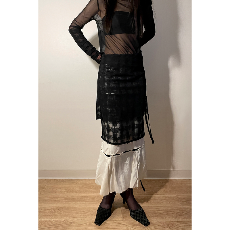 3 LAYERS CHECK SKIRT