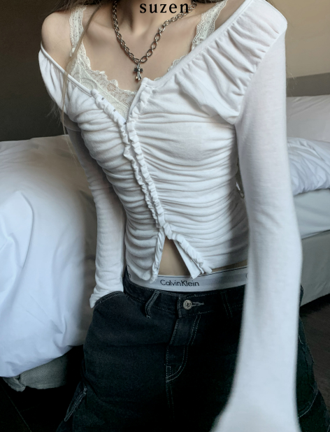 Lips shirring hook top (white)