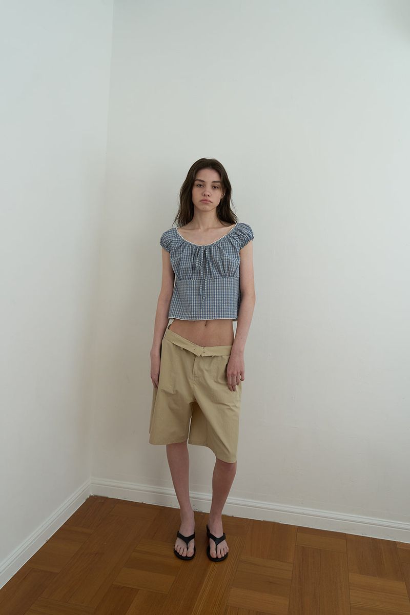 Bow bermuda pants_beige