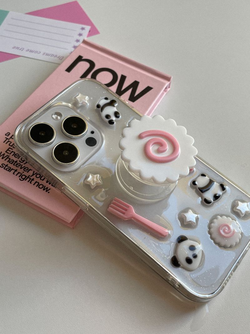 [MADE] Panda Narutomaki Resin Cell Phone Case Narutomaki Grip Tok Set