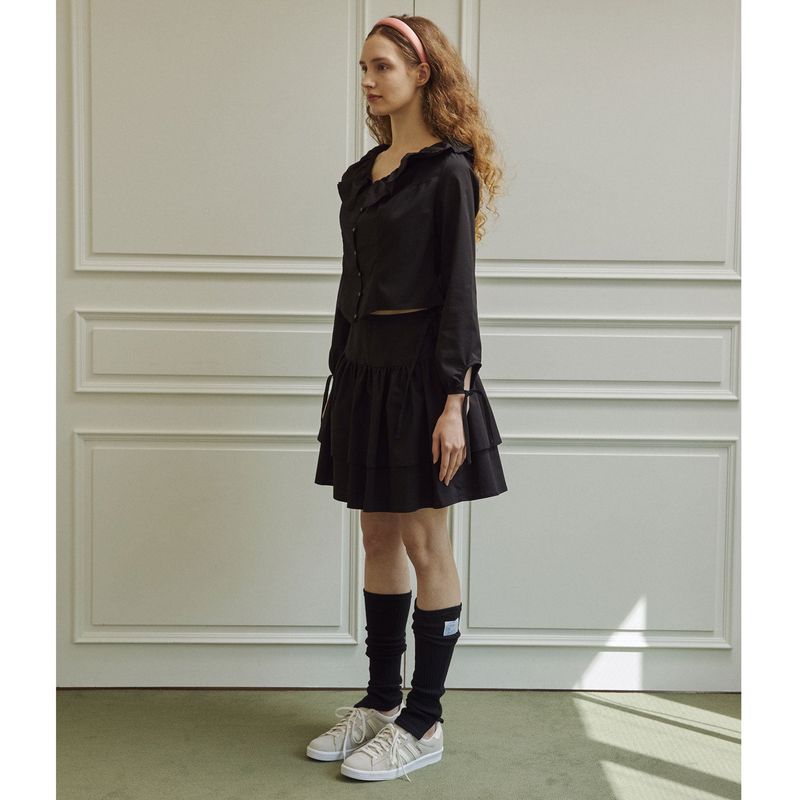 Droplet ruffle skirt (black)