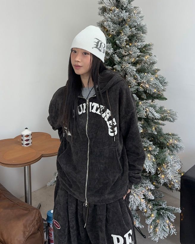 Ruth Velour Patch Hooded Zip-Up