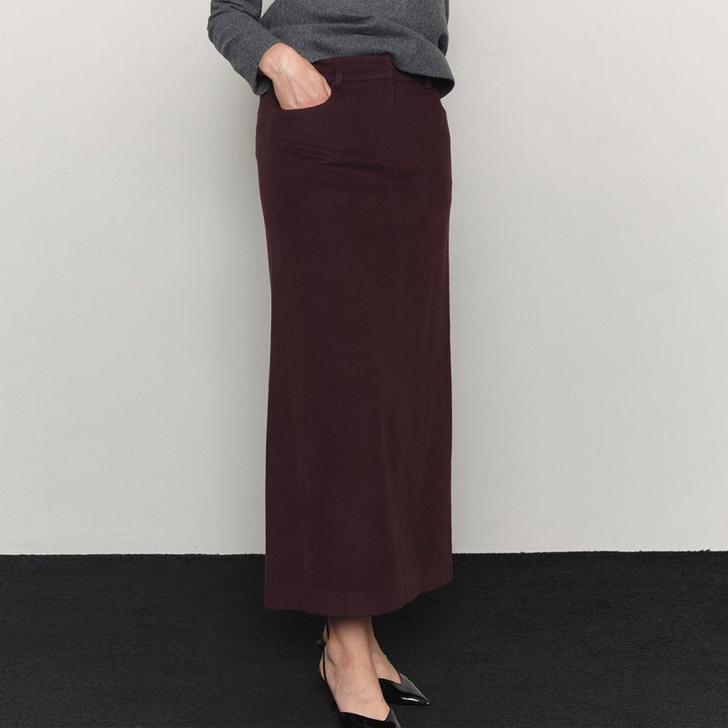 SSOKIN（ソキン）の「Grape Wine Wool Blended Maxi Skirt _ Wine（Skirts）」