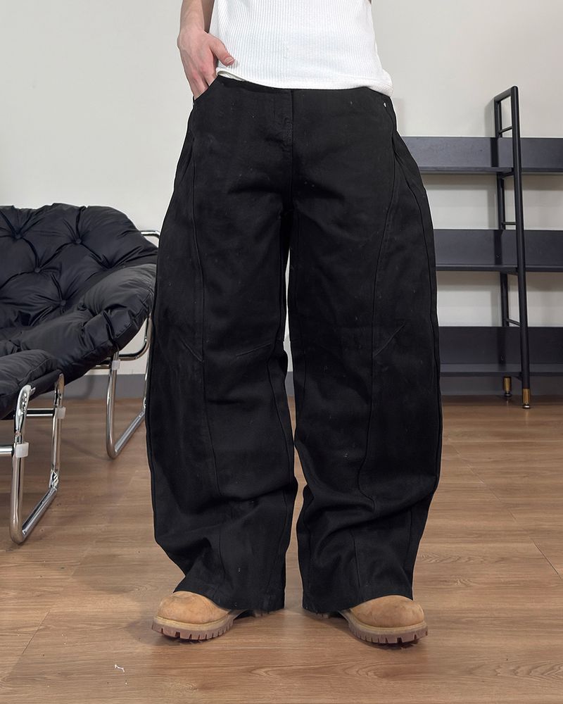 Orbit cut wide cotton pants