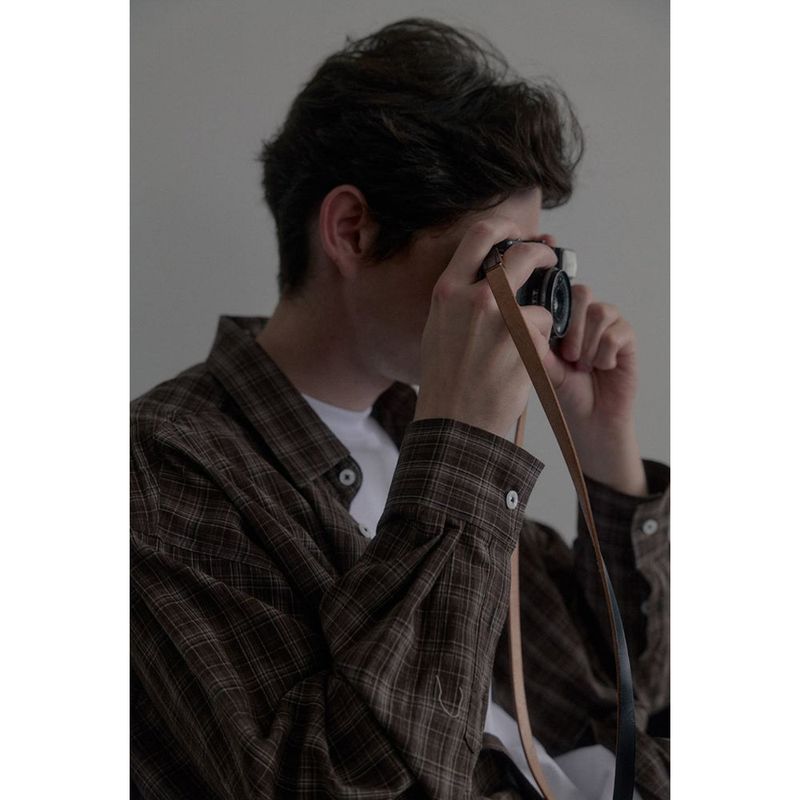 Vintage washing brown check shirts