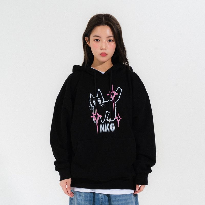 NEWKITSCH(ニューキッチジェネレーション)の「DIZZY CAT HOOD TEE-BLACK(Tops)」