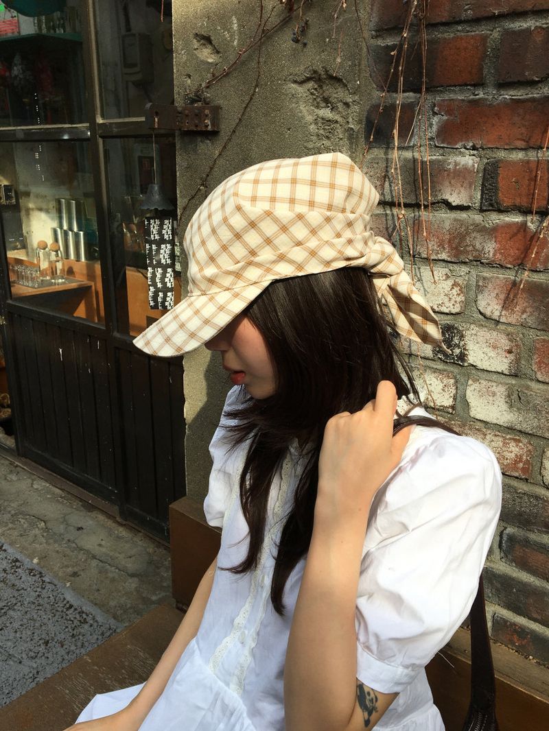 Plaid Scarf Ball Cap (2color)