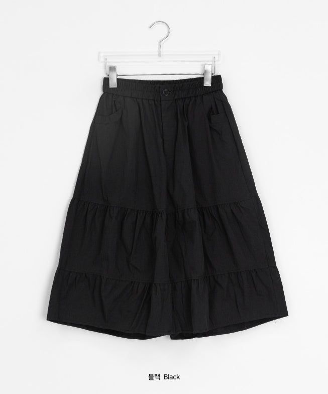 Leade Shirring Tiered Bermuda Banding Pants
