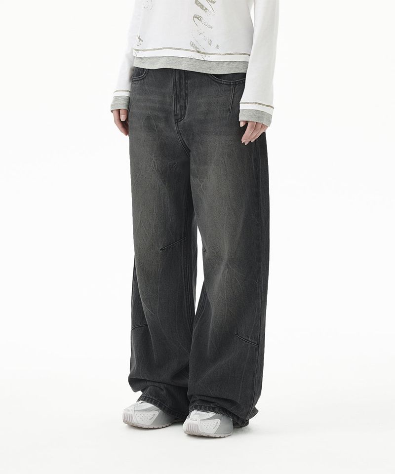mahagrid(マハグリッド)の「WASHED DART DENIM PANT(Pants)」