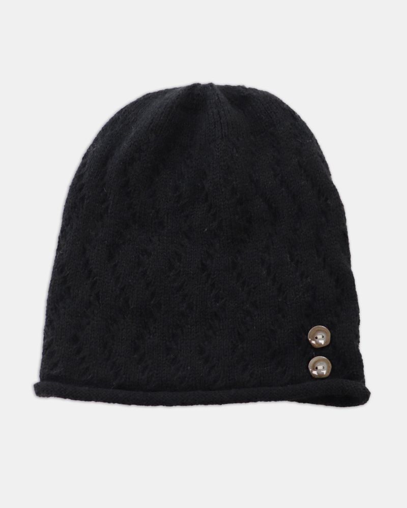 Uon Button Knit Wool Beanie