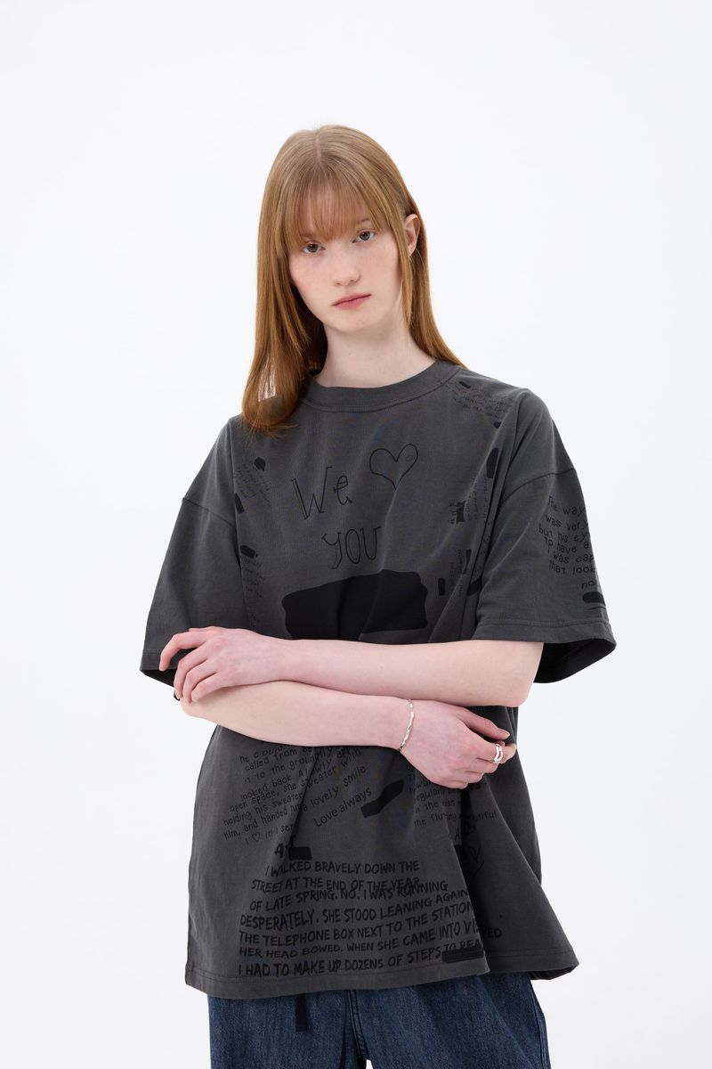 SCRIBBLE T-SHIRT / CHARCOAL