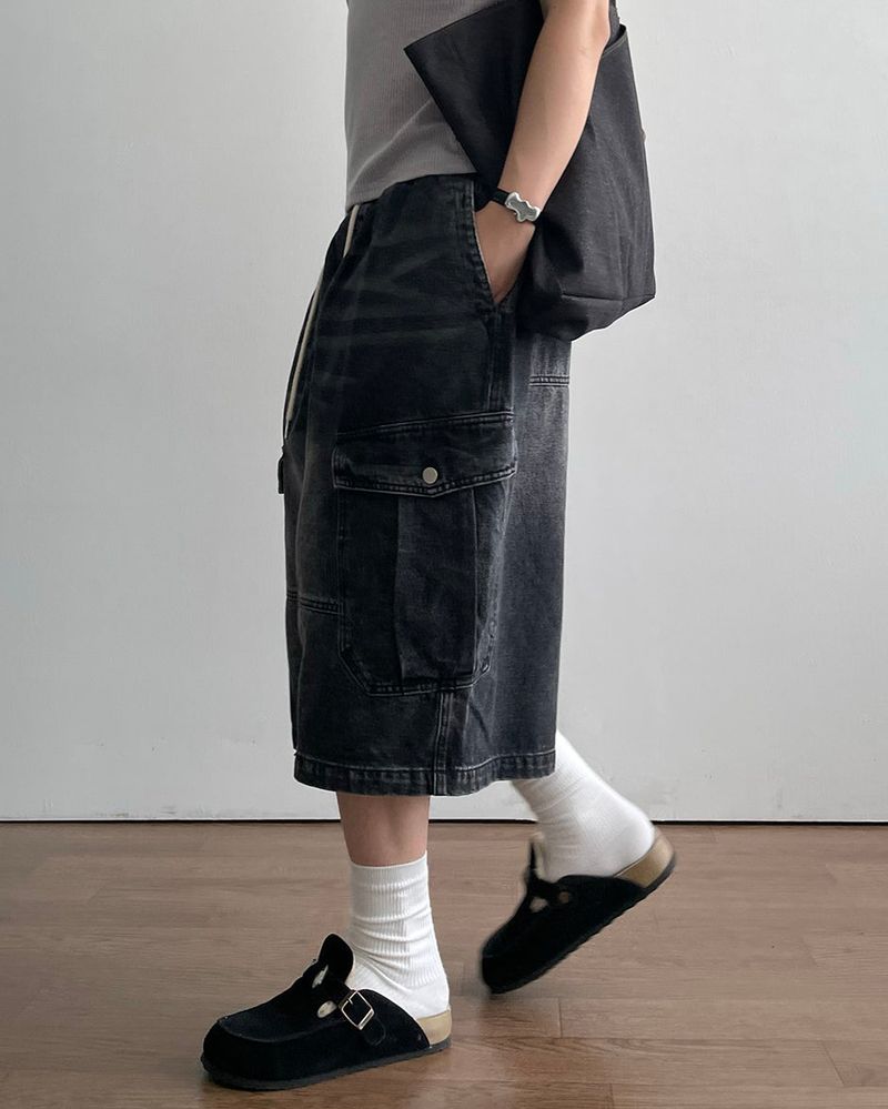 Stone Bermuda Denim Pants