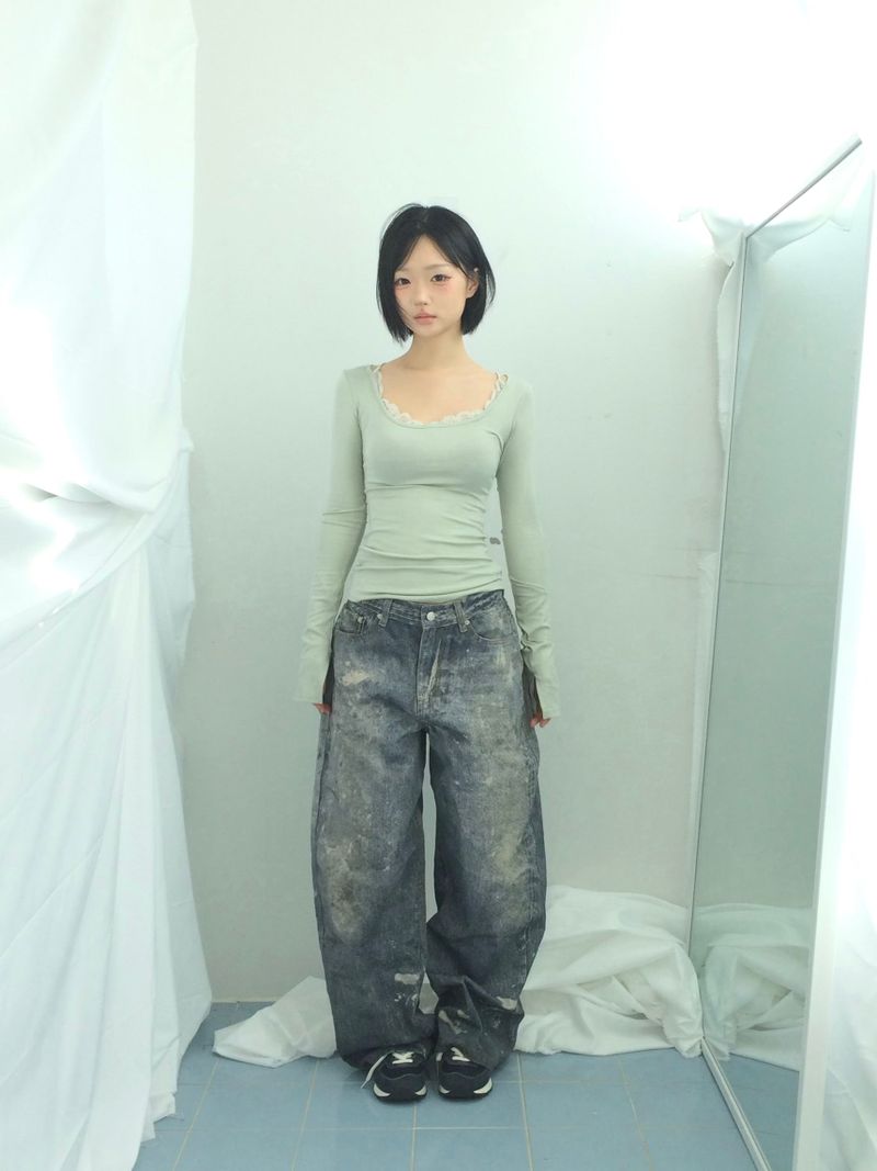 ner.ui.bin（ノエビン）の「ラフウォッシュドヴィンテージデニム（パンツ）」