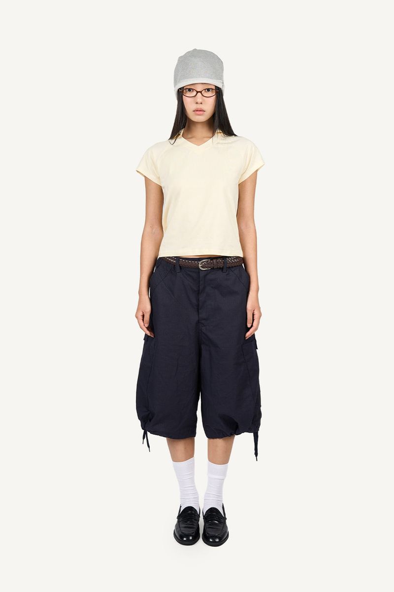 V-collar crop top
